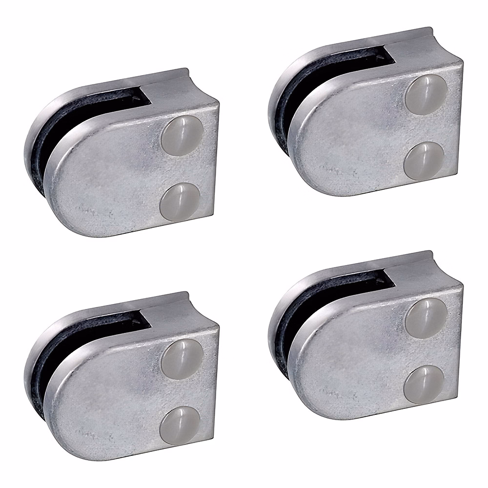 4 x Pince à verre pour tube diam. 42 – 4 modèle 00, Ep. verre 8 mm, Zamak brut