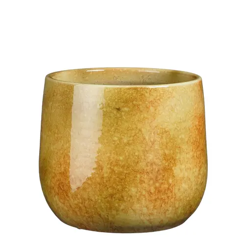 Pot rond coloris jaune en terre cuite Hugo Mica Decorations - 21 x Ø 22 cm