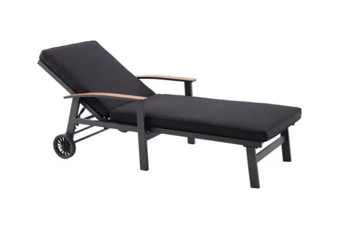Bain de soleil anthracite et accoudoirs en teck, Aluminium - CREADOR Berlin