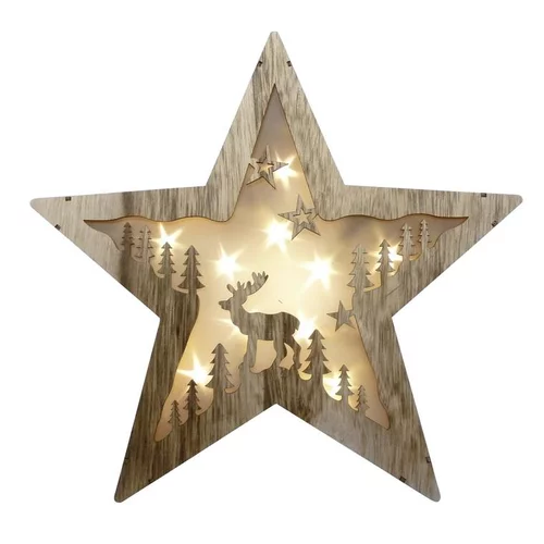 Étoile lumineuse à lumière fixe blanc chaud à piles - 30 cm