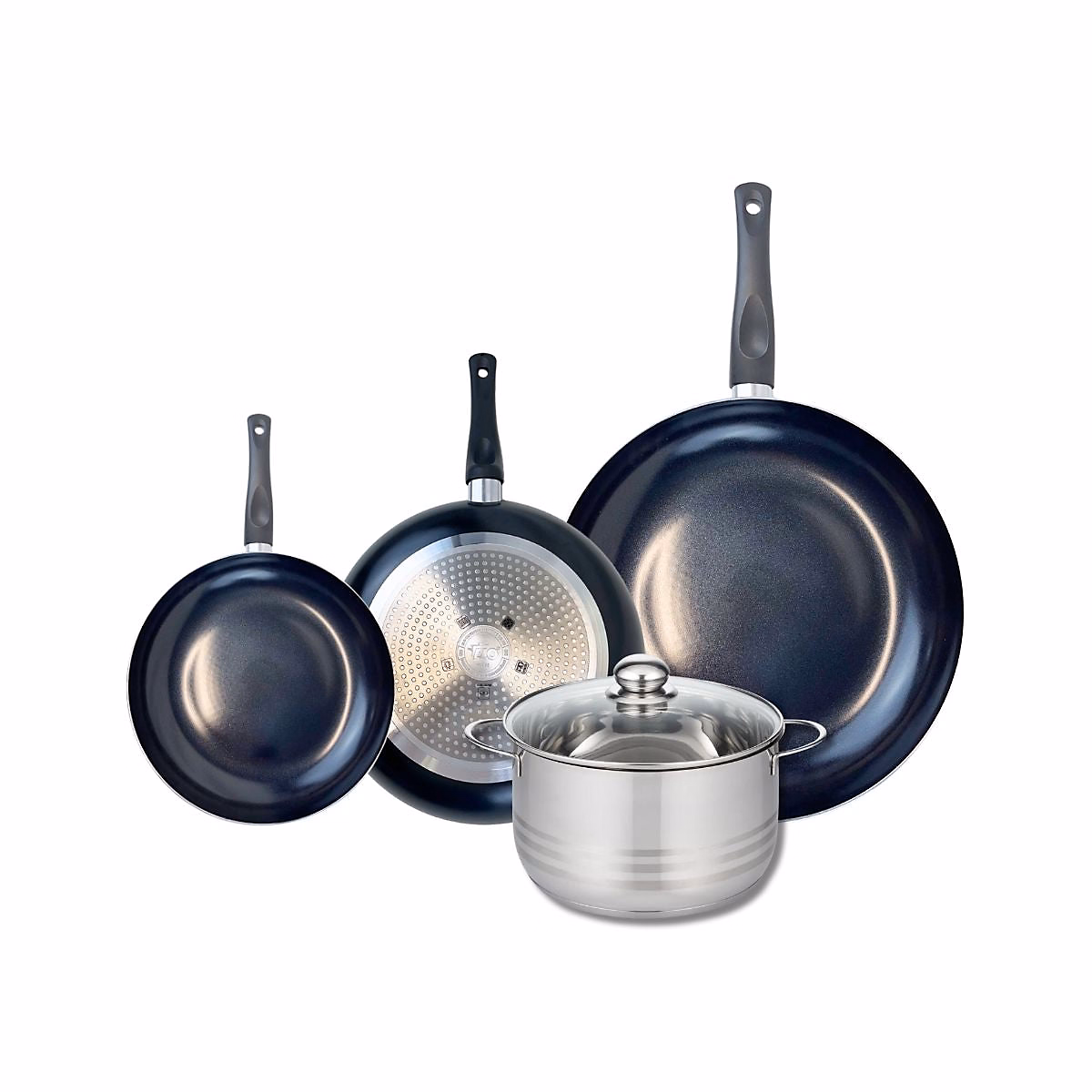 Ensemble de 3 Poêles de cuisson 20 – 24 et 32 cm et 1 faitout 20 cm Elo Prima Brillant