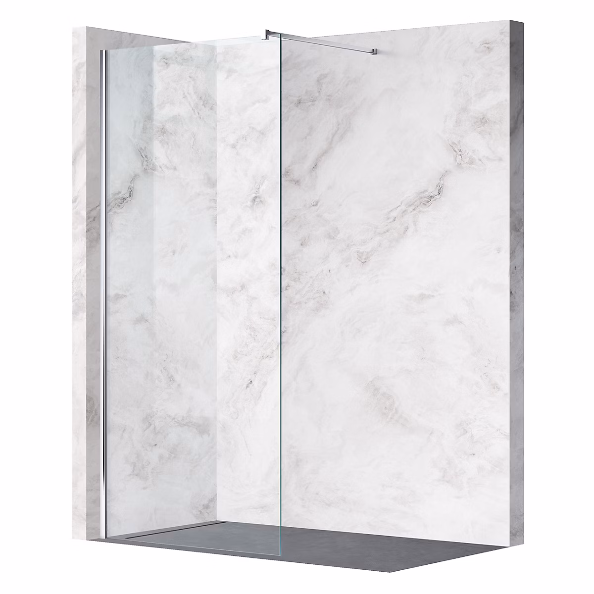 Balneo Paroi de douche À l'italienne 110 × 200cm – En 8mm Verre Anticalcaire | Avec Barre De Fixation | Beira chrome