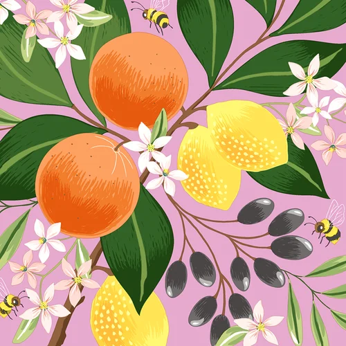 Serviettes en papier 3 plis motif multicolore Exotic fruits x 20 - 33 x 33 cm