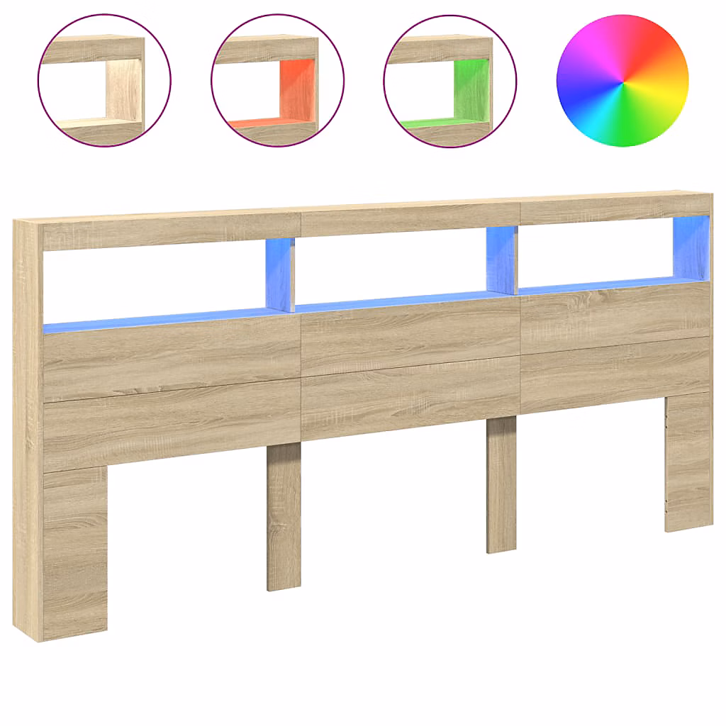 Armoire tête de lit avec LED chêne sonoma 220 × 17 × 102 cm vidaXL