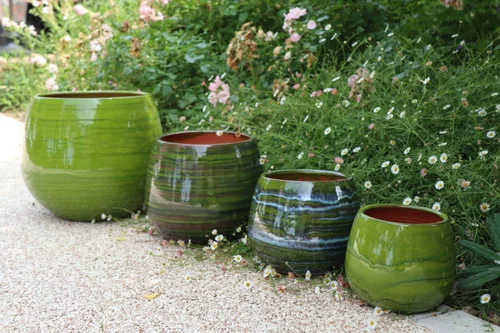 Pot en terre émaillée vert Forêt Les Poteries d'Albi Cancale - Ø 14 x H 14 cm