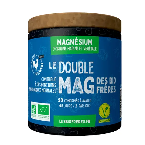 Magnésium d’origine marine et végétale bio Les bio frères Le double Mag - 90 comprimés