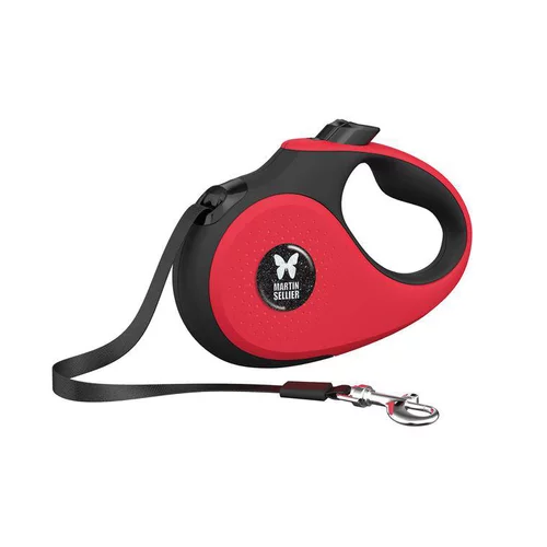 Laisse sangle rétractable rouge pour chien 5 m
