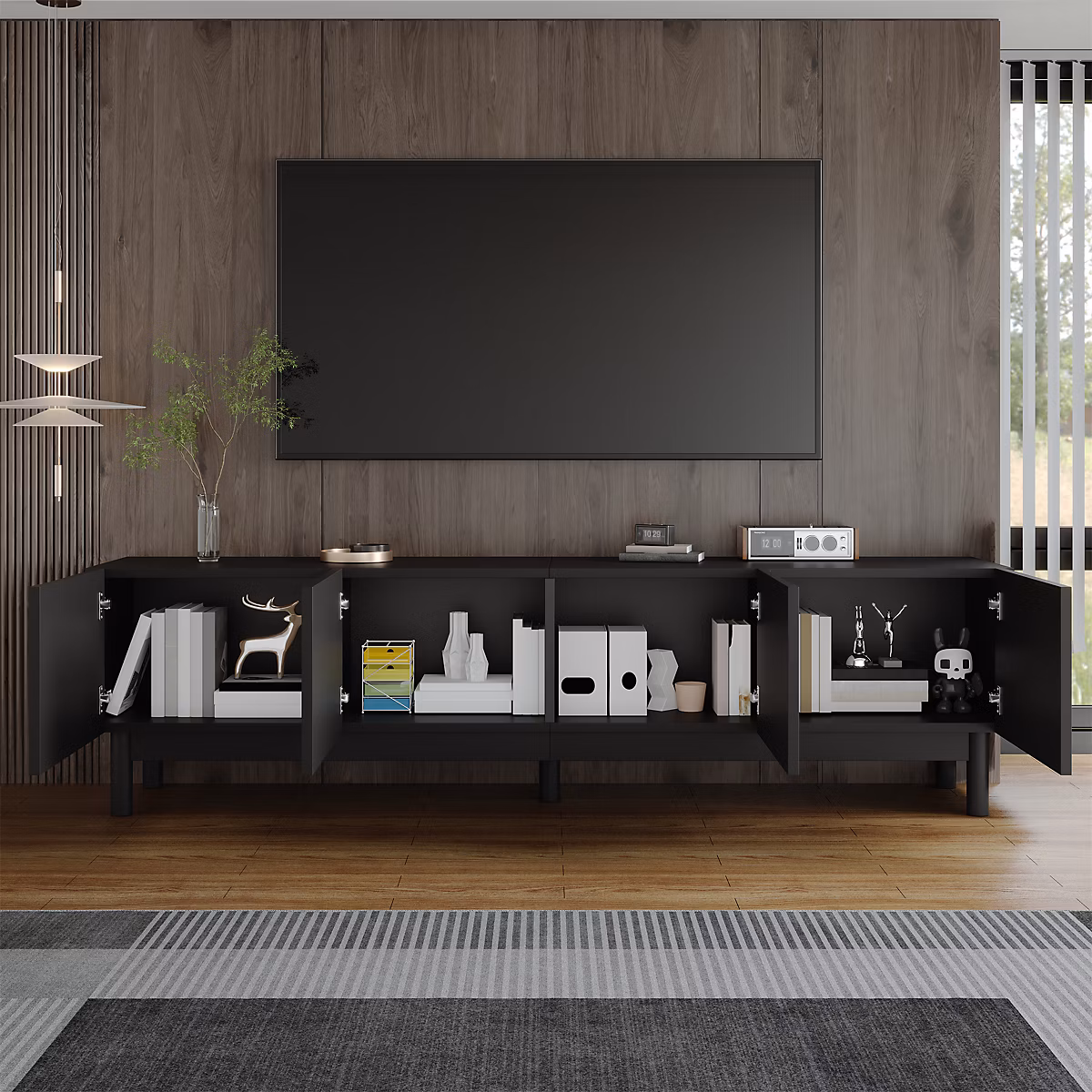 Bureau avec Rangements – Bureau Étagère avec Armoire et Portes, Bibliothèque Intégrée en MDF, 123,5 × 45 × 168,5 cm, Blanc Bois