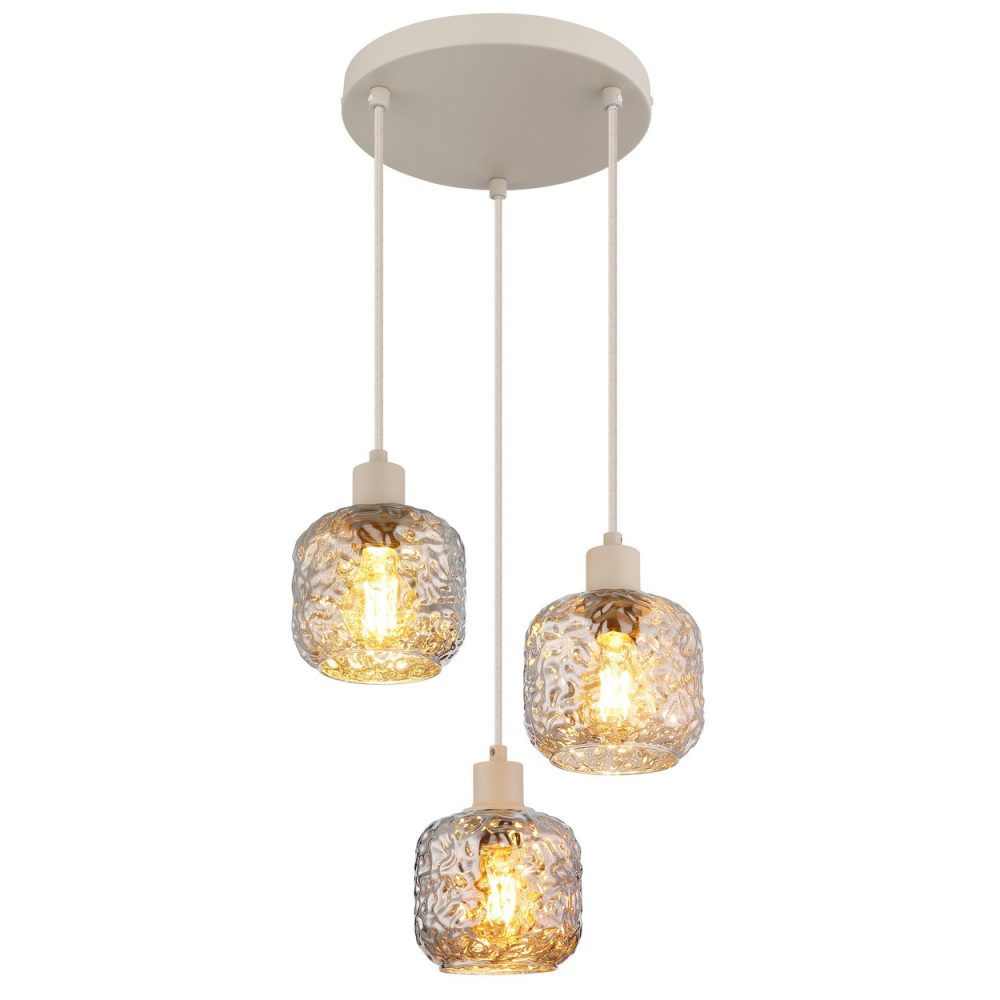 Globo Antonio Suspension Cluster beige mat 3x E27 – 120 cm 35 cm