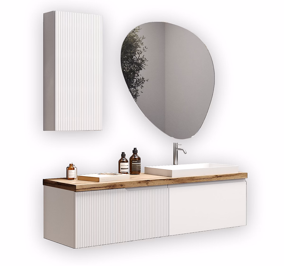 Ensemble meuble de salle de bains – Ensemble 6 pieces VENERE blanc mat