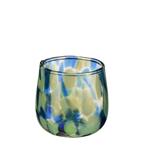 Bougeoir en verre coloris bleu Carole - 7 x 7 cm