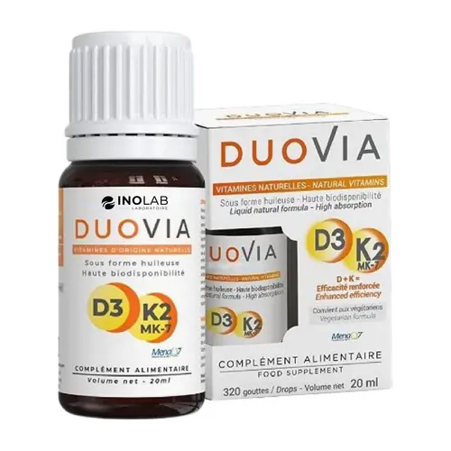 Complément alimentaire Vitamine D3 + K2 Inolab Duovia – 20 ml