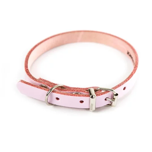 Collier cuir rose 10 mm x 31 cm