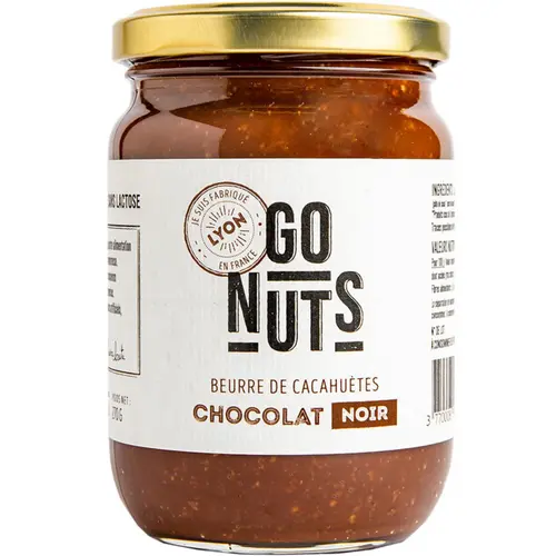 Beurre de cacahuètes chocolat noir bio Go nuts - 270 g