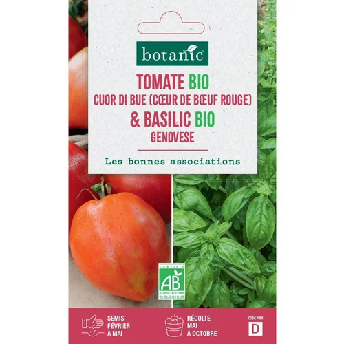 Mélange de graine de tomate cuor di bue bio et de basilic grand bio botanic® - graines à semer