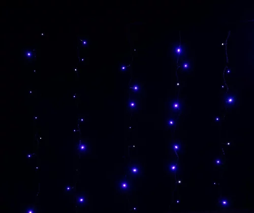 Rideau lumineux LED à lumière fixe bleu sur secteur - 2 m