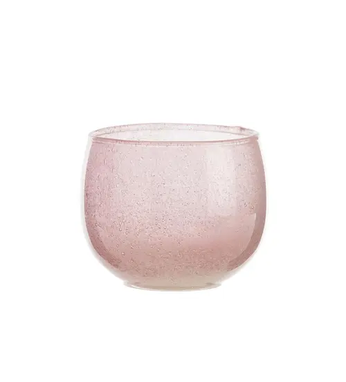 Photophore rond coloris rose en verre - 8 x 9,5 cm