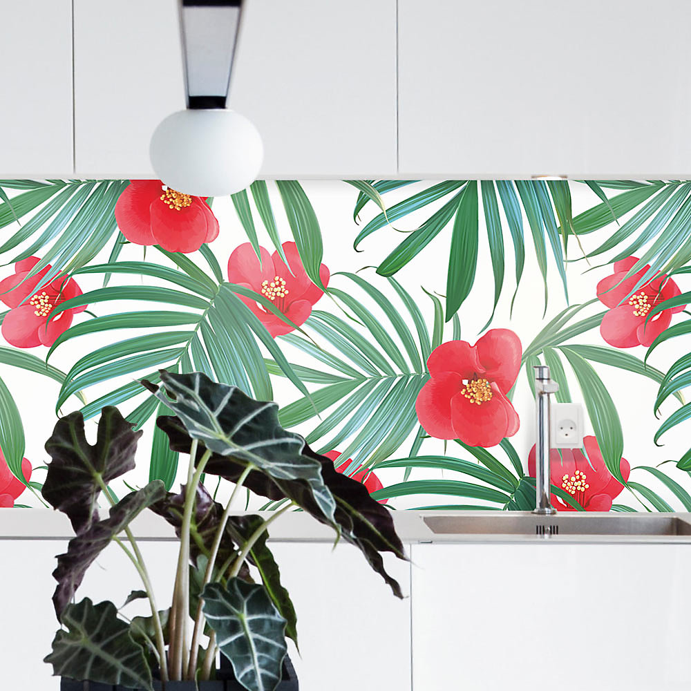 Crédence Adhésive Palmier Hibiscus 100 × 40 cm