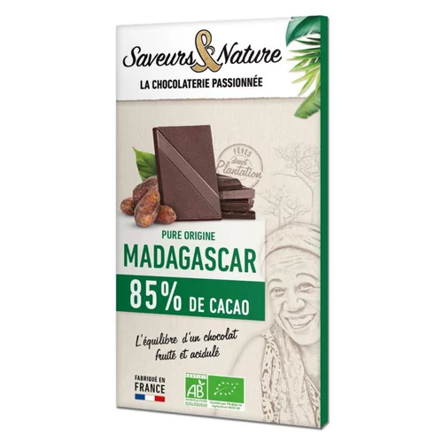 Chocolat noir 85% origine Madagascar bio Saveurs et Nature - 80 g