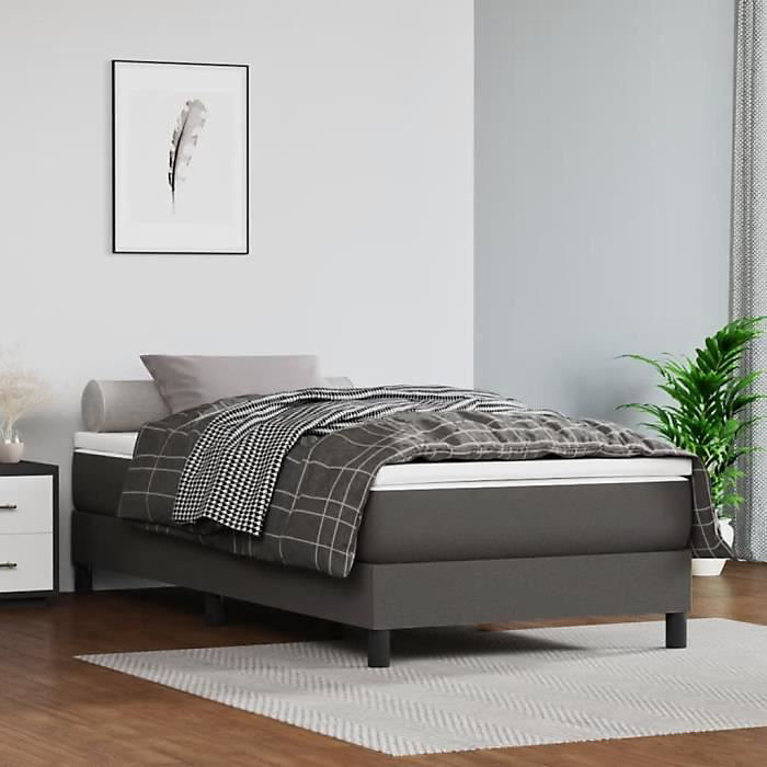 347686 vidaXL Matelas de lit à ressorts ensachés Gris 80 × 200 cm epaisseur 20 cm Similicuir