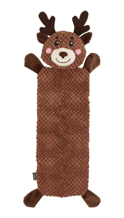Peluche plate de Noël pour chien cerf coloris marron Wouapy - grand modèle