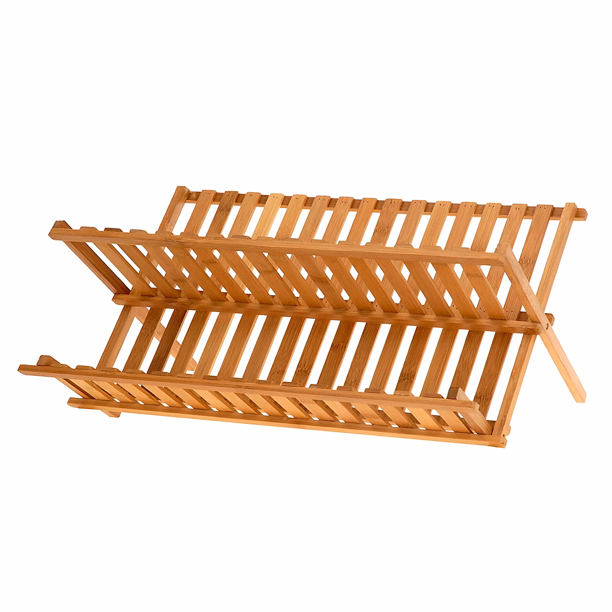 Égouttoir à Vaisselle Pliable en Bambou – finition coloris naturel, Hauteur 30 x Longueur 48 x Profondeur 30 cm