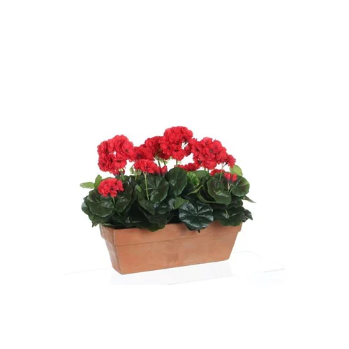 Géranium rouge plante artificielle en jardinière Terra 39x13x40 cm