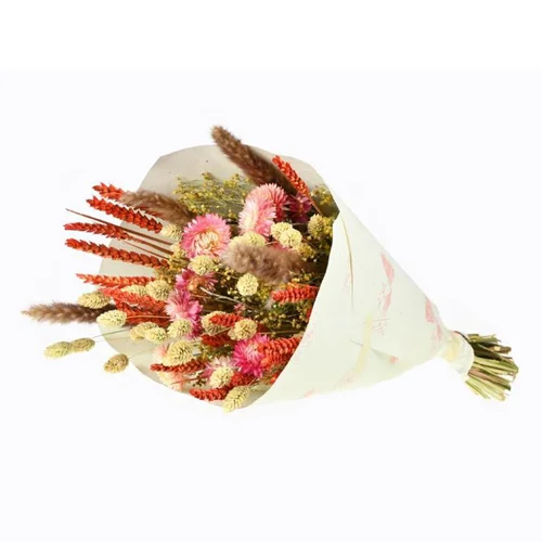 Bouquet de fleurs séchées Dandy coloris rose et orange - H 50 cm