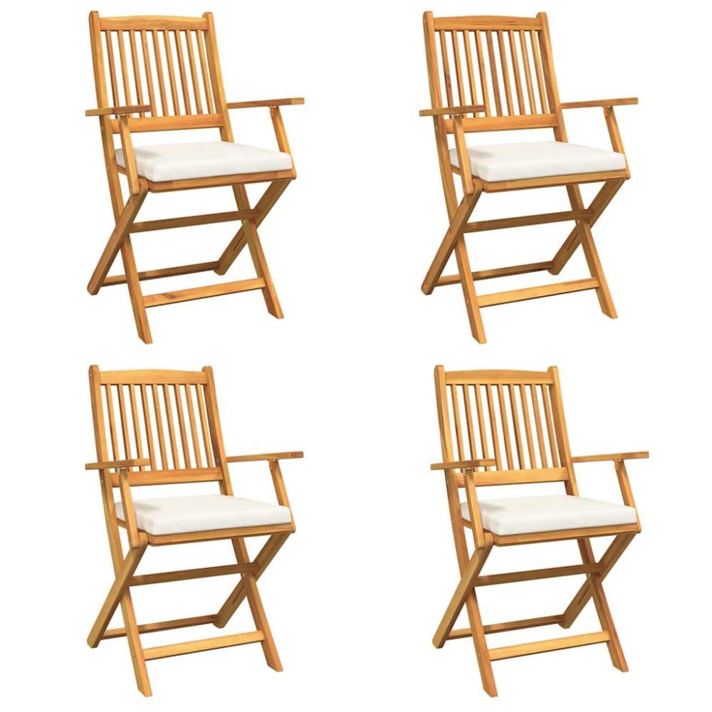 vidaXL Chaise pliante 4 pc Blanc Bois d'acacia massif – 4 pc 92 cm