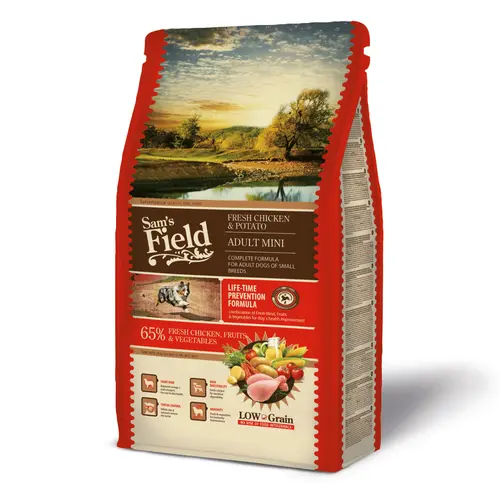 Croquette pour chien adultemini au poulet avec des pommes de terre Sam's Field - 2,5 kg