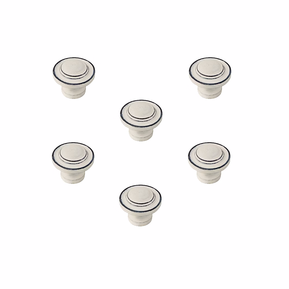 6 Un. bouton poignées de meuble SHABBY CHIC fer vieilli patine beige – diamètre 31MM de la craie usé