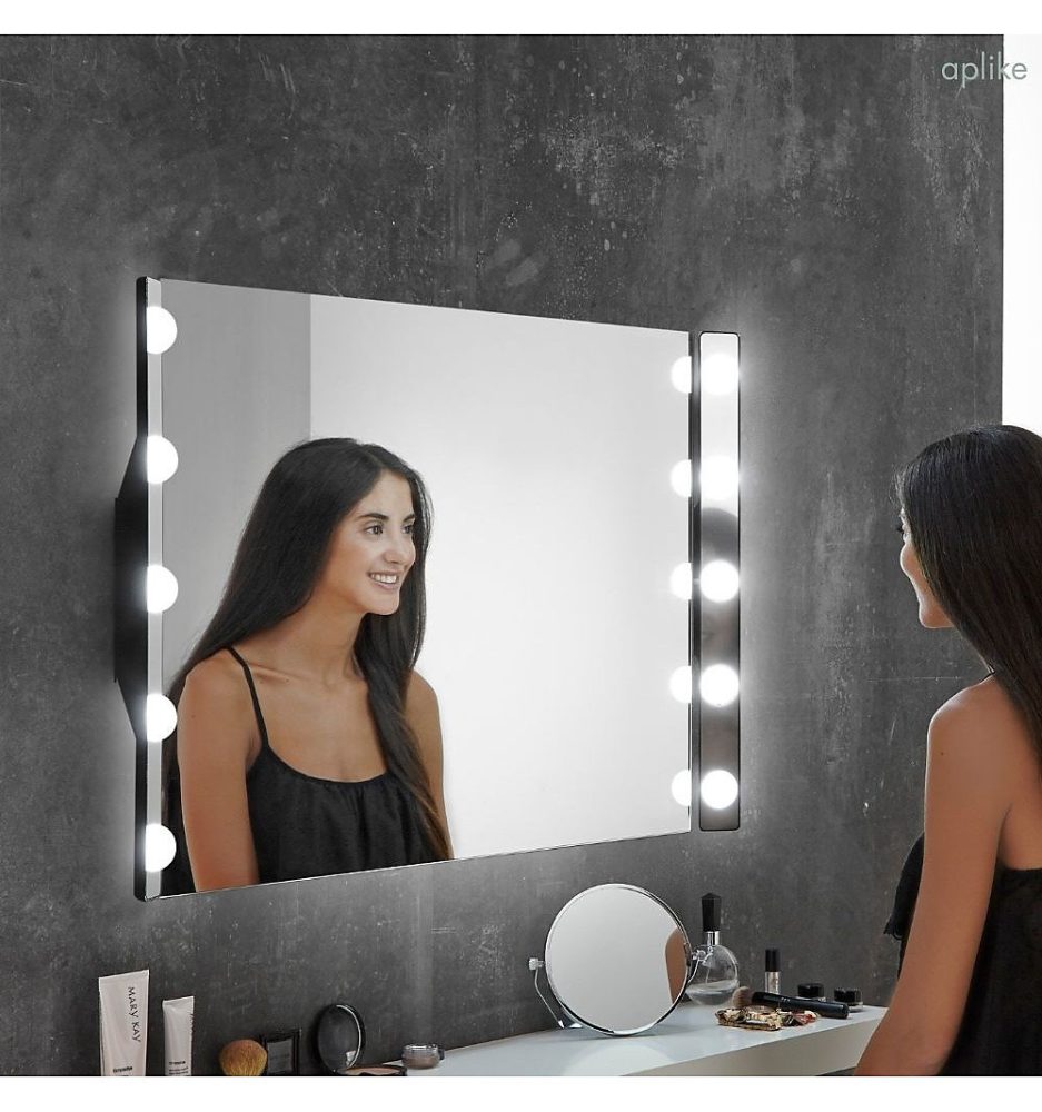 Éclairage pour Miroir de Maquillage – Applique Hollywood Noire avec 5 Ampoules, Lumière Froide (5700K), 60 cm, Modèle Hollywood
