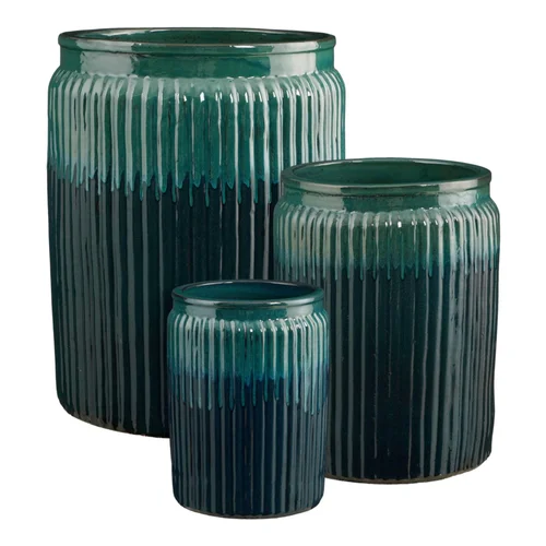 Pot rond en céramique coloris vert Edelman Lugano - Ø 39,5 × 55 cm