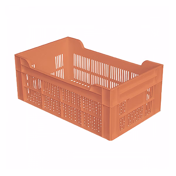 Caisse ajourée sans poignée empilable 500 × 300 20 L – terracotta