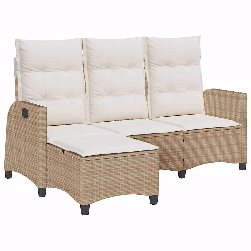 Canapé de jardin inclinable coussins forme de L beige polyrotin vidaXL – Réf. KDDAQYPKS4259196762