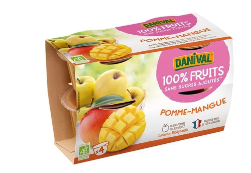 Dessert de fruits pomme mangue bio - 4 x 100g