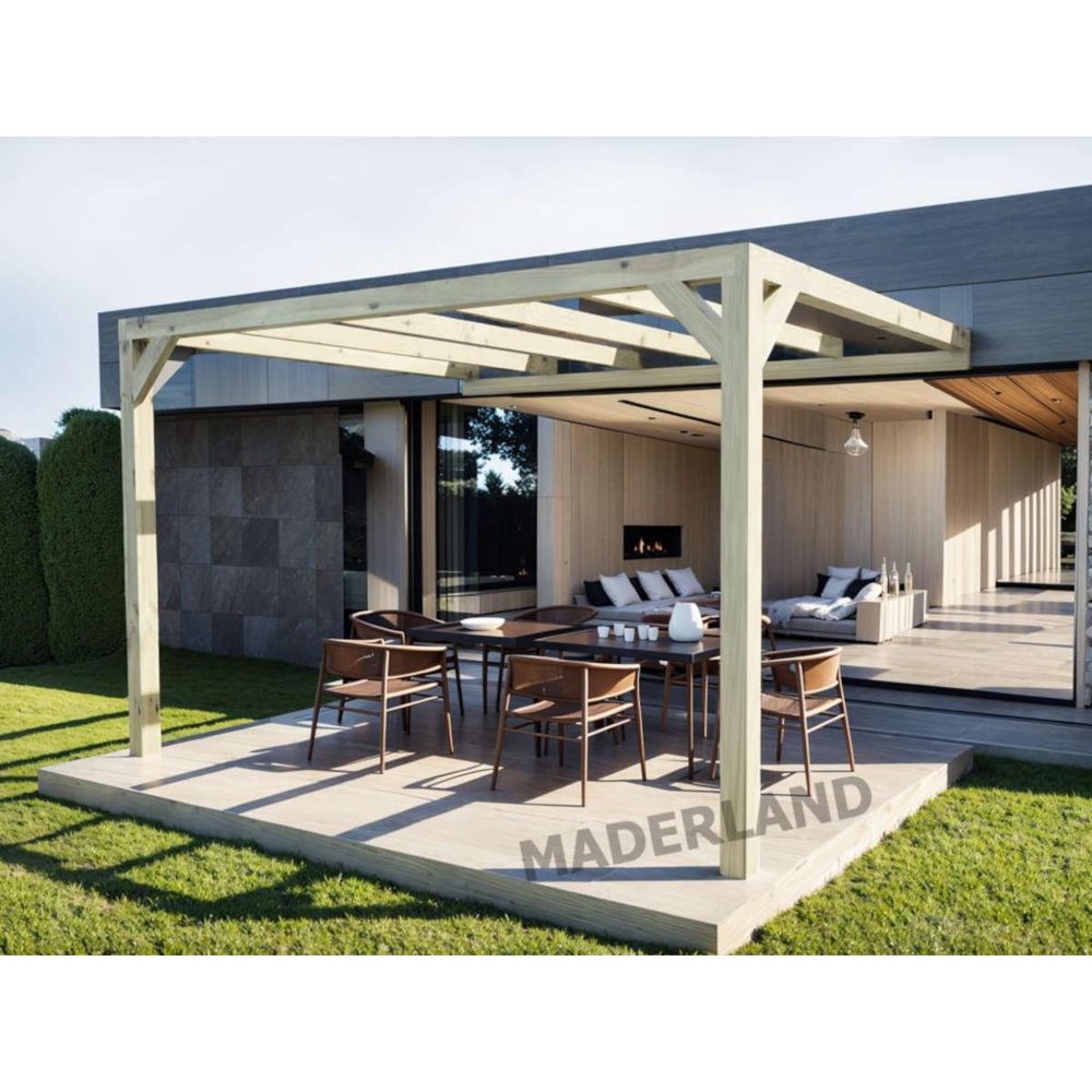 JARDIDECO Pergola adossée en lamellé – 400 cm 262 cm