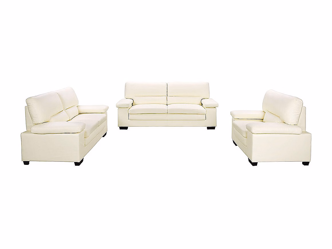 Canapé et fauteuil – Canapés 3 places 2 places et un fauteuil en cuir de buffle ivoire MIMAS II