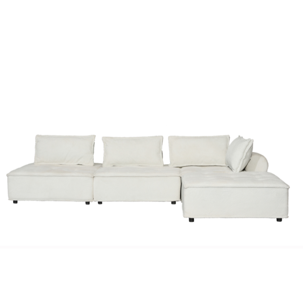 CONCEPT USINE Canapé d'angle 4 places blanc stava – Mobilier de jardin