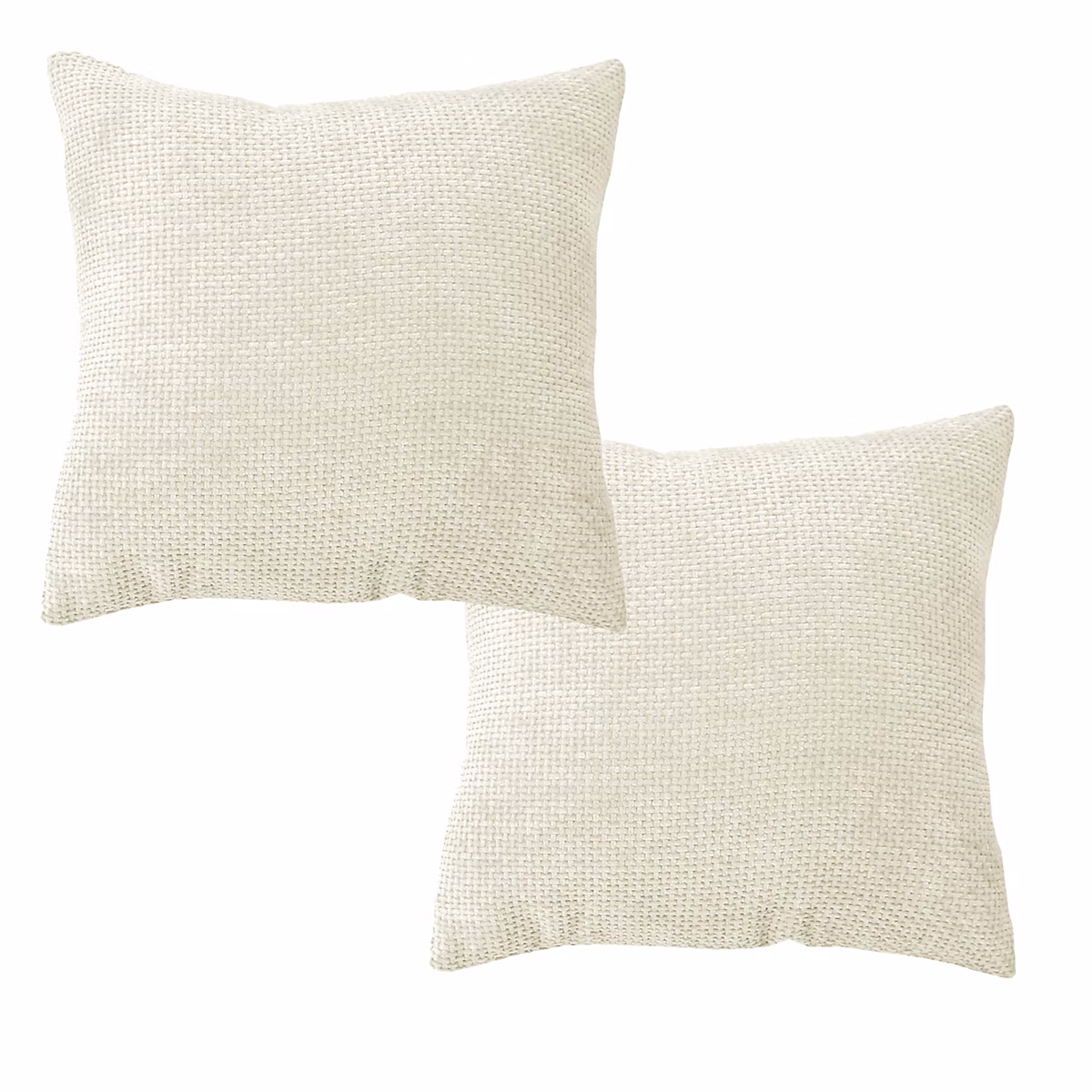 2 Coussins Velours Chenillé – Déhoussable, Ecru, 40 × 40cm, 100% polyester, Collection Kamala, CMADECO