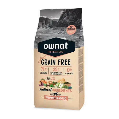 Croquette pour chien adulte Grain Free au saumon et fruits de mer Ownat - 3 kg