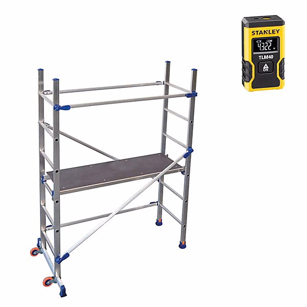 Echafaudage roulant alu – Hauteur de travail maximale de 2.90m + Télémètre laser STANLEY | P6 | LASER