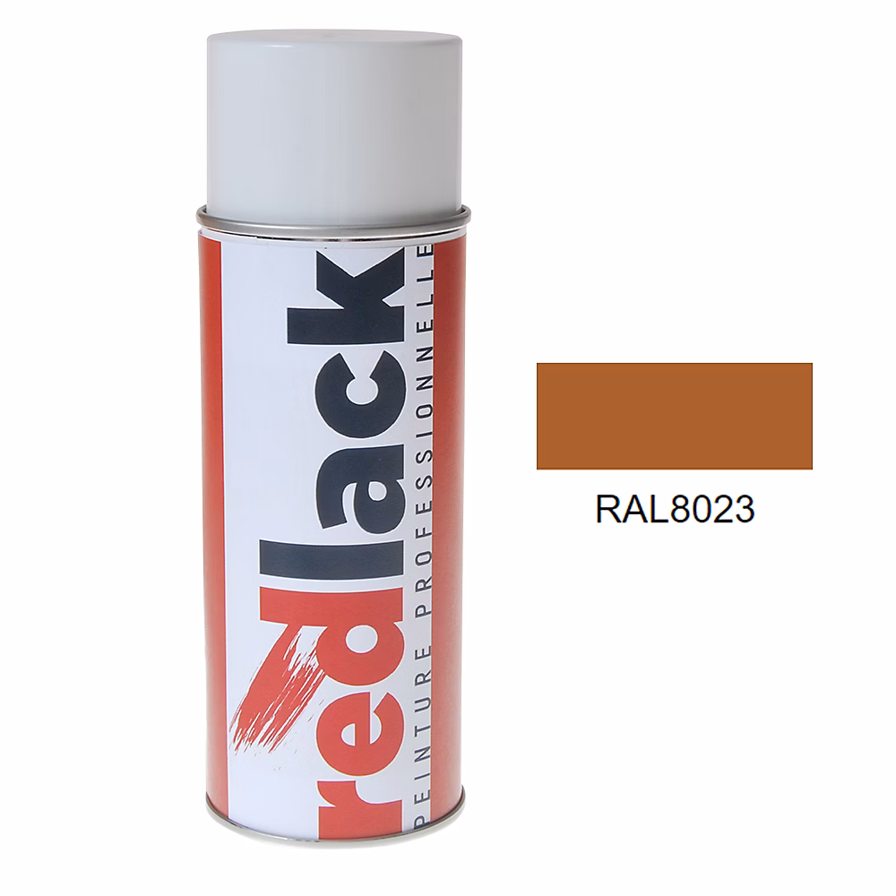 Bombe de peinture Aérosol | spray – 400ml – RAL 8023 Brun orangé – Brillant – multisupport – Redlack – RAL8023