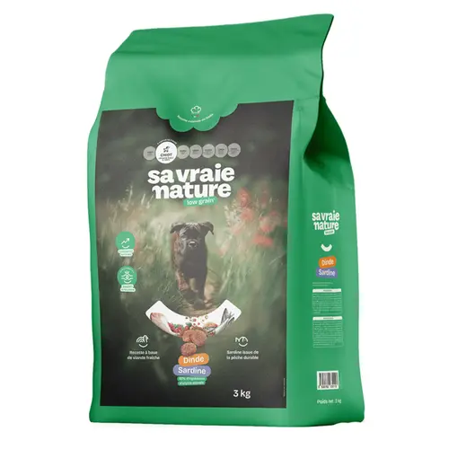 Croquettes pour chiot grande race Sa Vraie Nature dinde & sardine 3 kg