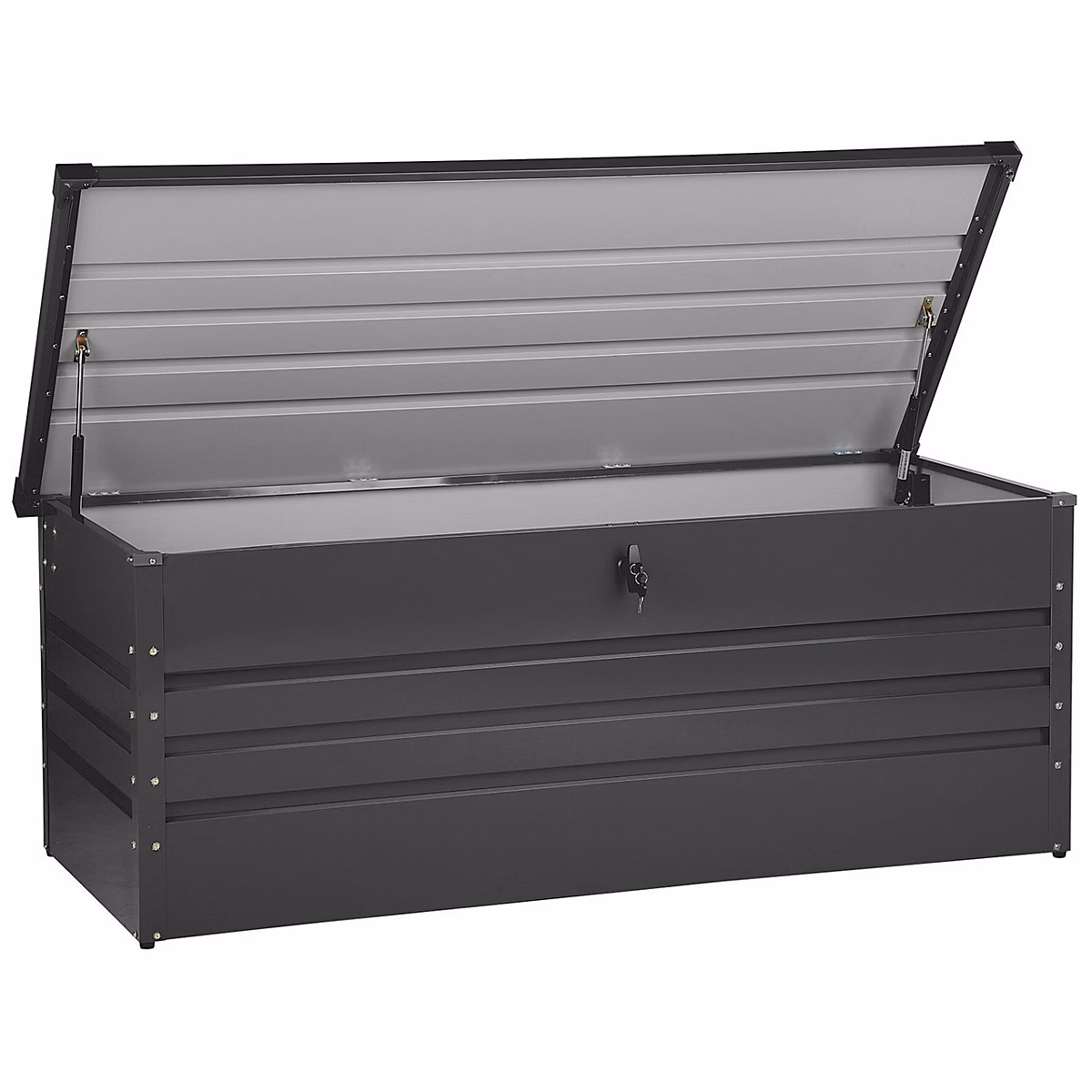 Coffre de jardin – Coffre de rangement CEBROSA 165 cm 70 cm Métal Gris graphite