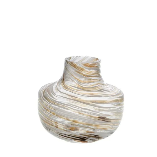 Vase décoratif Josh coloris blanc en verre - 18 x 16,6 x 17,5 cm