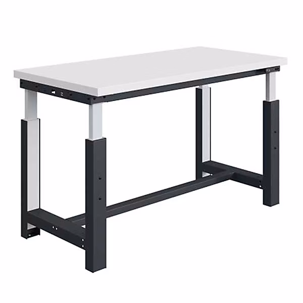Établi pour atelier réglable en hauteur – Plateau haute résistance 1500x750x730/1130mm, Bleu RAL5015, W010010829, BI