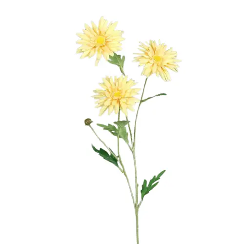Tige de marguerite artificielle jaune à 3 fleurs - 58 cm