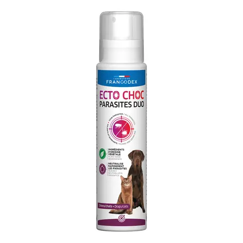 Spray antiparasitaire pour chien et chat Francodex Ecto Choc Parasites Duo - 200 ml