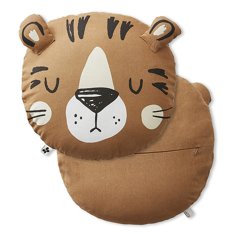 Coussin en forme de tigre marron avec housse amovible en coton – RAJAH